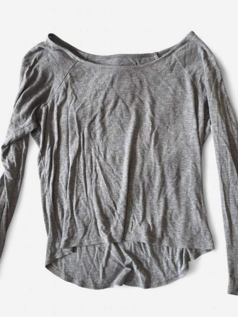 Volcom grey off shoulder long sleeve top